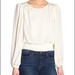 NWT ASTR satin smocked blouse in cream